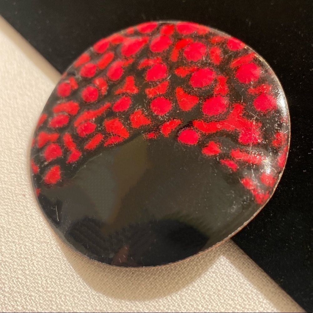 Vintage Abstract Enamel And Metal Brooch Or Pin